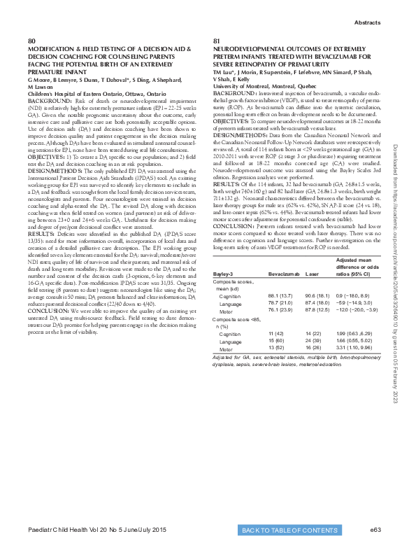 (PDF) 81: Neurodevelopmental Outcomes of Extremely Preterm Infants ...