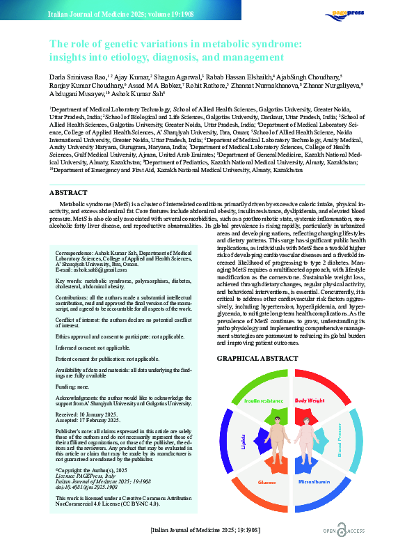 (PDF) The role of genetic variations in metabolic syndrome: insights ...