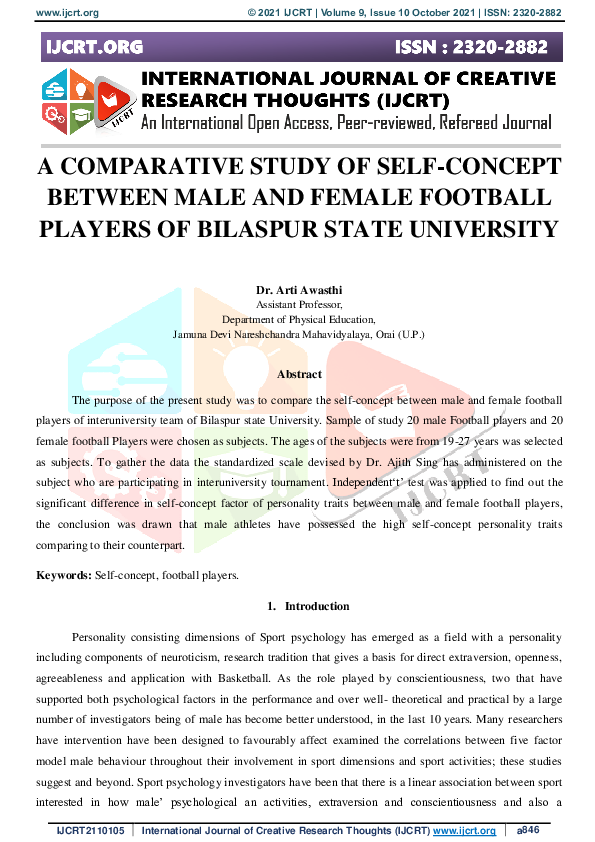 (PDF) A Comparative Study of Self-Concept Between Male and Female ...