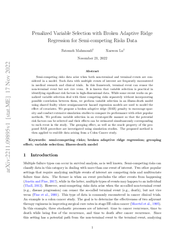 (PDF) Penalized Variable Selection with Broken Adaptive Ridge ...