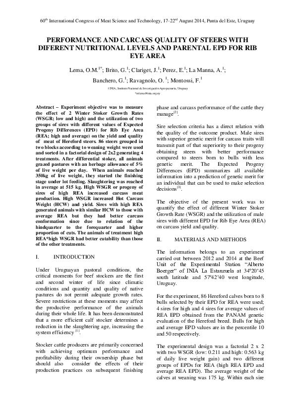 (PDF) Performance and Carcass Quality of Steers with Diferent ...