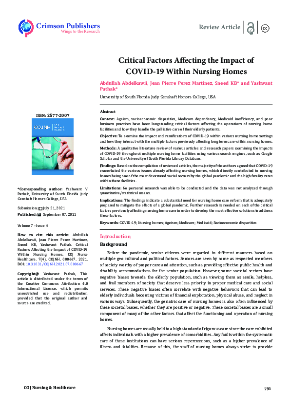 (PDF) Critical Factors Affecting the Impact of COVID-19 Within Nursing ...