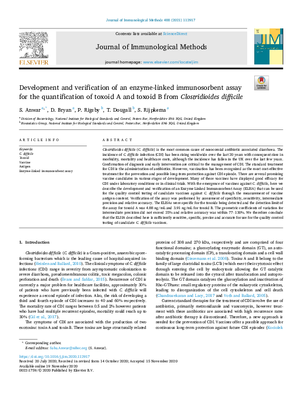 (PDF) Development and verification of an enzyme-linked immunosorbent ...