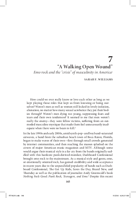 (PDF) “A Walking Open Wound”: Emo Rock and the “Crisis” of Masculinity ...
