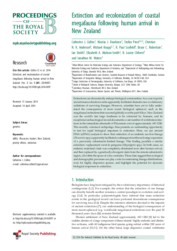 (PDF) Extinction and recolonization of coastal megafauna following ...