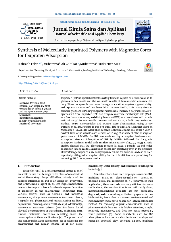 (PDF) Synthesis of Molecularly Imprinted Polymers with Magnetite Cores ...