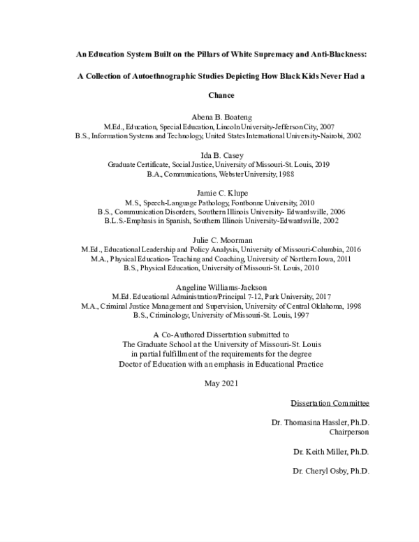 (PDF) An Education System Built on the Pillars of White Supremacy and ...