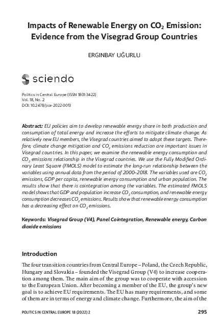 (PDF) Impacts of Renewable Energy on CO2 Emission: Evidence from the ...