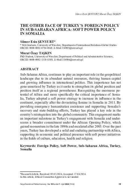 (PDF) The Other Face of Turkey's Foreign Policy in Sub-Saharan Africa ...