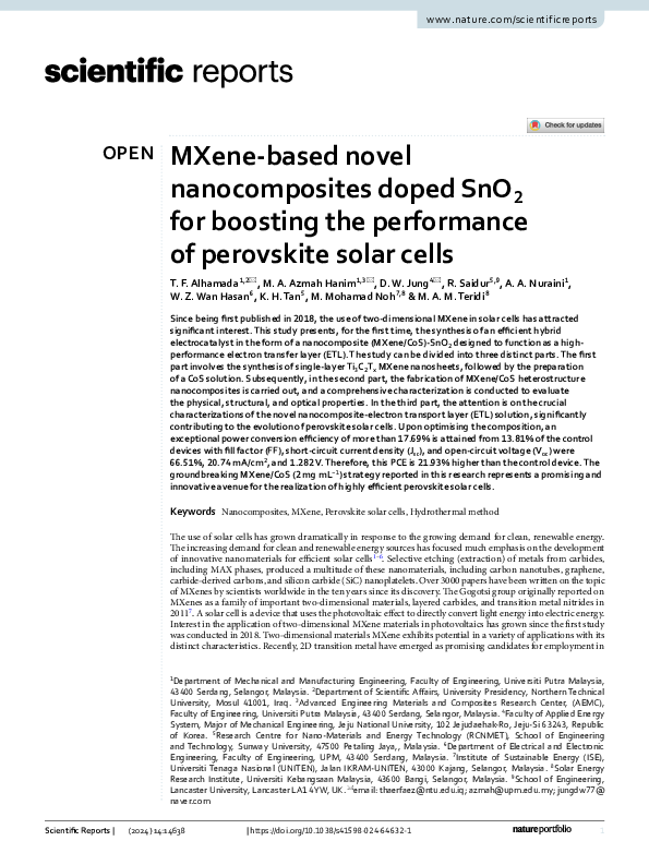 (PDF) MXene-based novel nanocomposites doped SnO 2 for boosting the ...