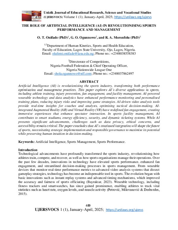 (PDF) THE ROLE OF ARTIFICIAL INTELLIGENCE (AI) IN REVOLUTIONISING ...