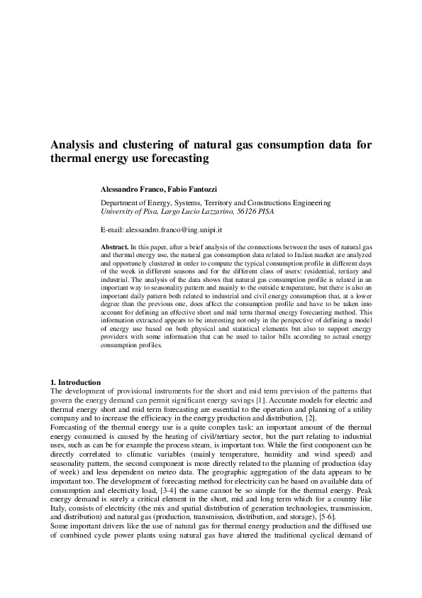 (PDF) Analysis and clustering of natural gas consumption data for ...
