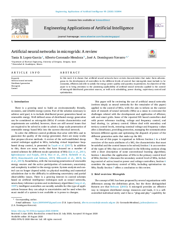 (PDF) Artificial neural networks in microgrids: A review