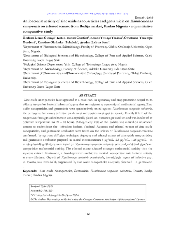 (PDF) Antibacterial activity of zinc oxide nanoparticles and gentamicin ...