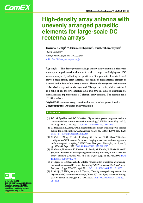(PDF) High-density array antenna with unevenly arranged parasitic ...