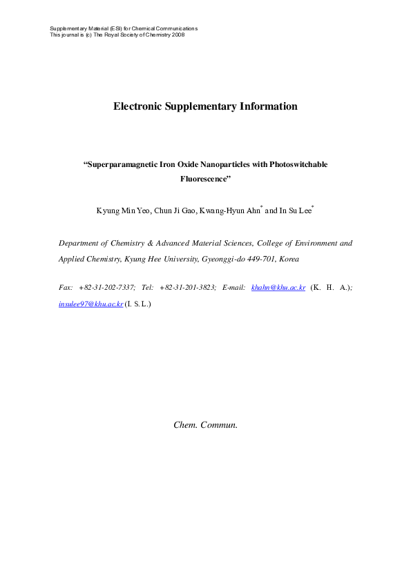 (PDF) Superparamagnetic iron oxide nanoparticles with photoswitchable ...