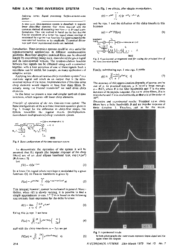 (PDF) New s.a.w. time-inversion system