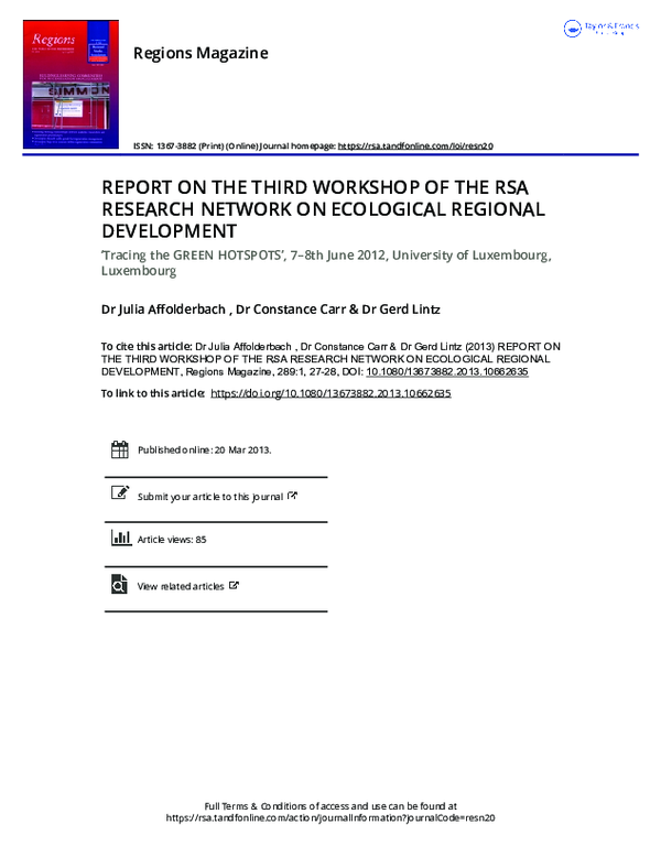 (PDF) Report on the Third Workshop of the Rsa Research Network on ...