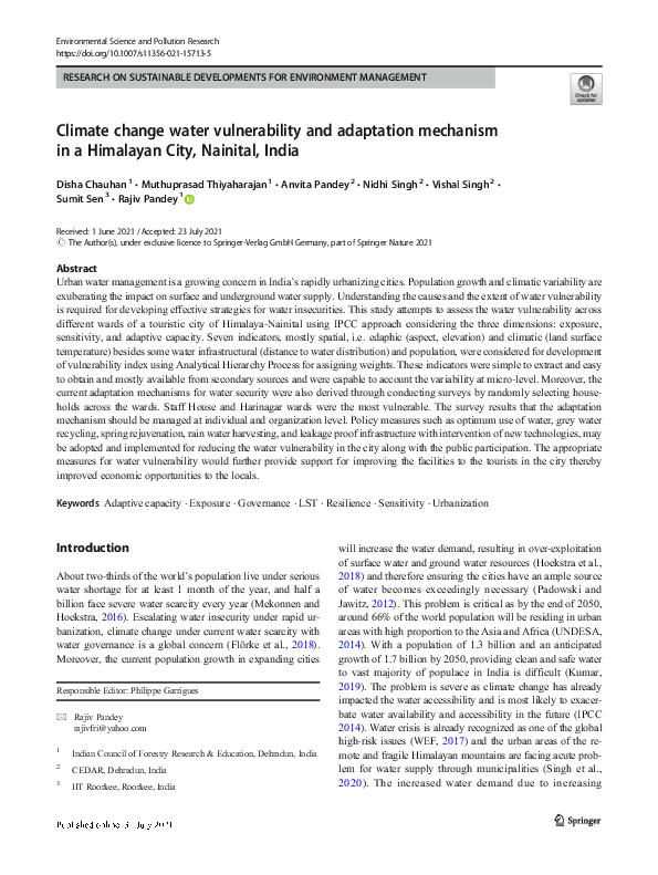 (PDF) Climate change water vulnerability and adaptation mechanism in a ...