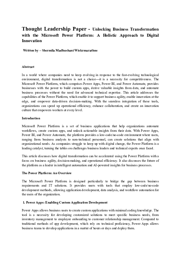 (PDF) Thought Leadership Paper -Unlocking Business Transformation with ...