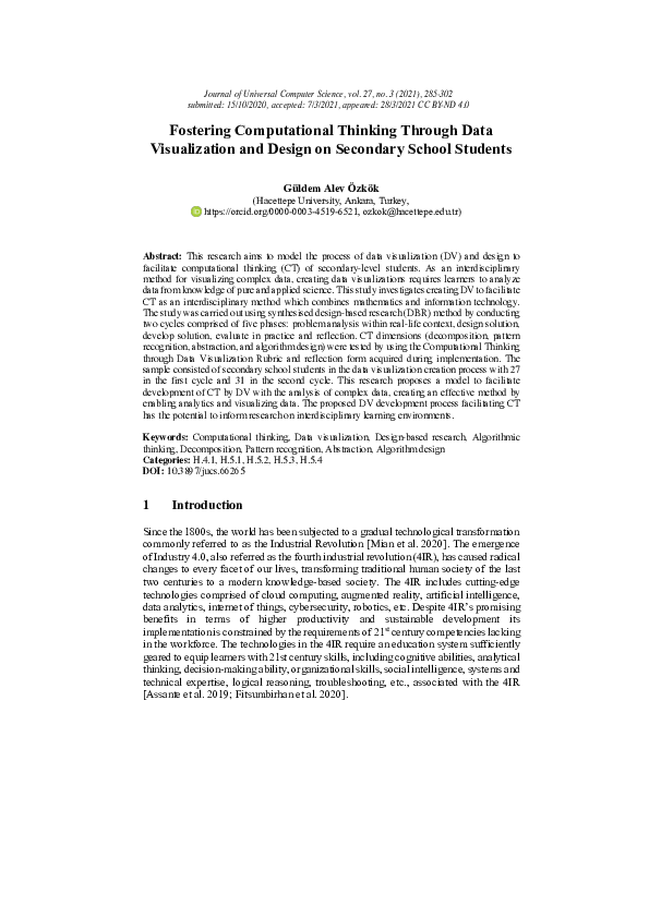(PDF) Fostering Computational Thinking Through Data Visualization and ...