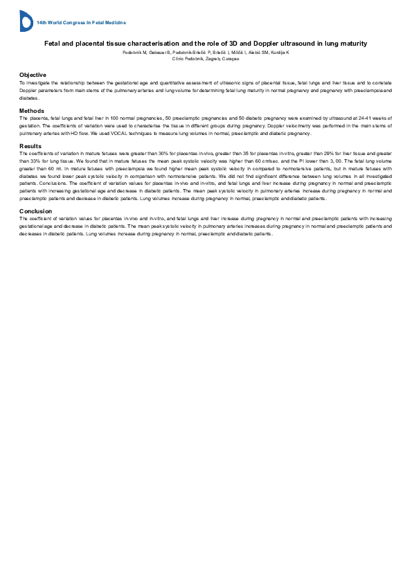 (PDF) Ultrasonic fetal and placental tissue characterization and the ...