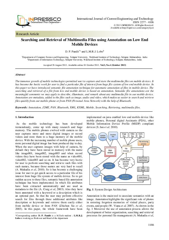 (PDF) Searching and Retrieval of Multimedia Files using Annotation on ...