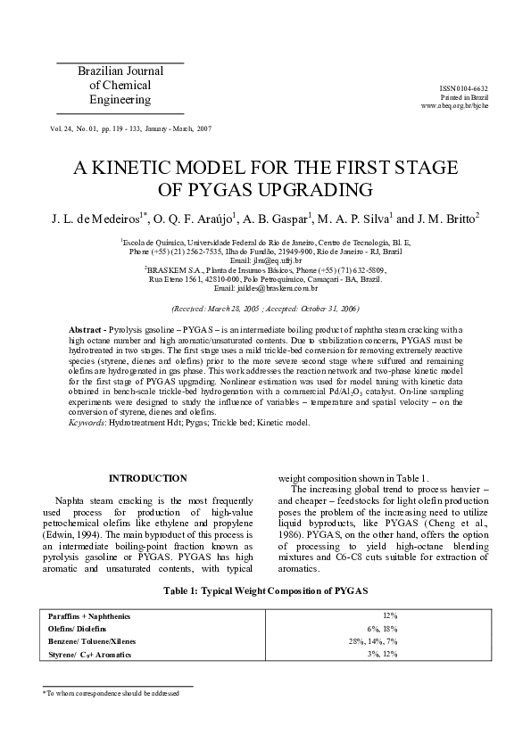 (PDF) A kinetic model for the first stage of pygas upgrading
