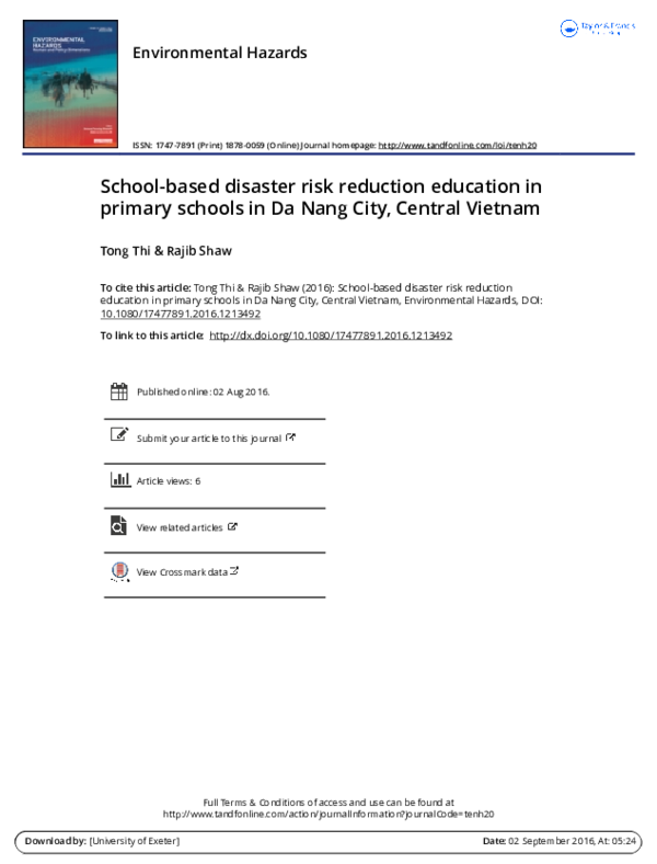 (PDF) School-based disaster risk reduction education in primary schools ...