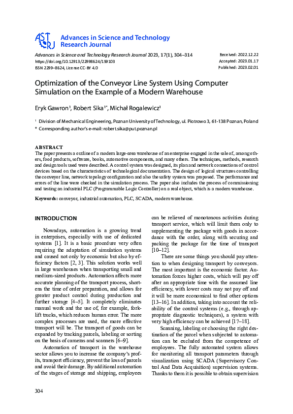 (PDF) Optimization of the Conveyor Line System Using Computer ...
