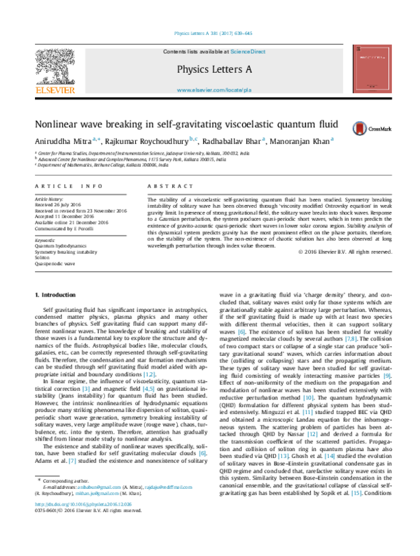(PDF) Nonlinear wave breaking in self-gravitating viscoelastic quantum ...