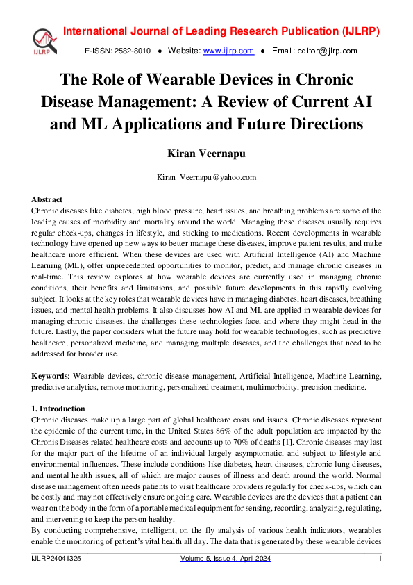 (PDF) The ROle of wearable devices in Chronic Disease Management