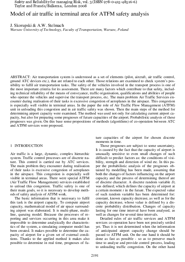 (PDF) Model of air traffic in terminal area for ATFM safety analysis