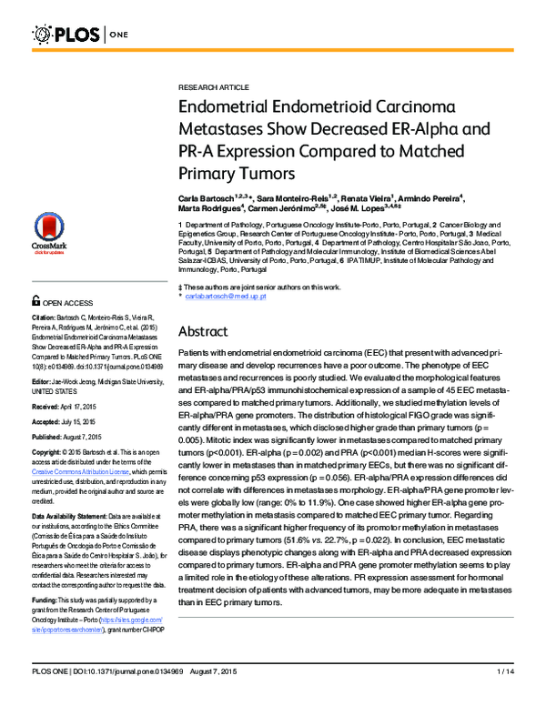 (PDF) Endometrial Endometrioid Carcinoma Metastases Show Decreased ER ...