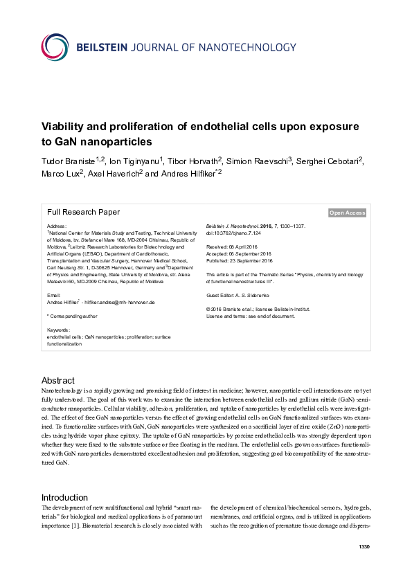 (PDF) Viability and proliferation of endothelial cells upon exposure to ...