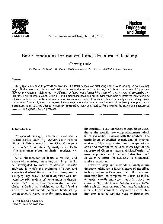 (PDF) Basic conditions for material and structural ratcheting