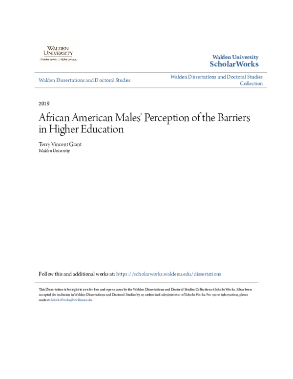 (PDF) African American Males' Perception of the Barriers in Higher ...