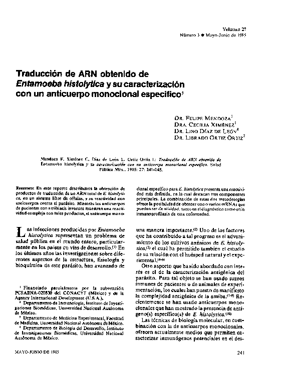 (PDF) [Translation of RNA obtained from Entamoeba histolytica and its ...