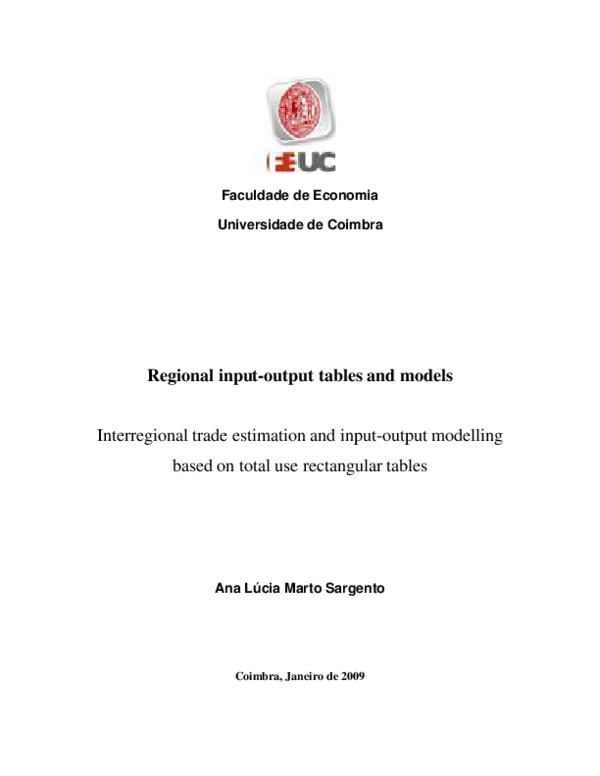 (PDF) Regional input-output tables and models