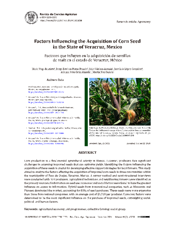 (PDF) Factors Influencing the Acquisition of Corn Seed in the State of ...