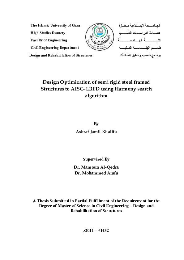 (PDF) Design Optimization of semi rigid steel framed Structures to AISC ...