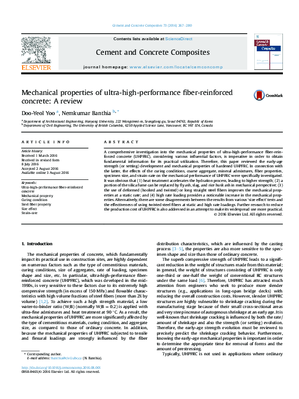 (PDF) Mechanical Properties of Ultra High Performance Concrete Produced ...