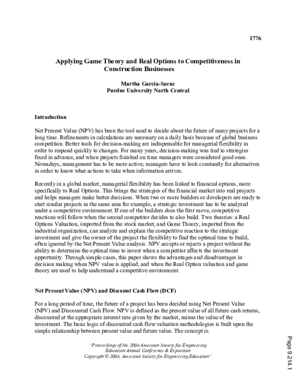 (PDF) Applying Game Theory And Real Options To Competitiveness In ...