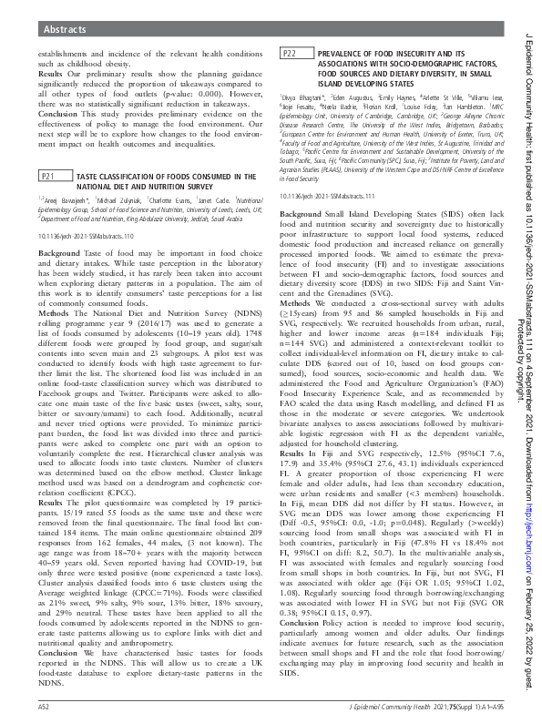 (PDF) P22 Prevalence of food insecurity and its associations with socio ...
