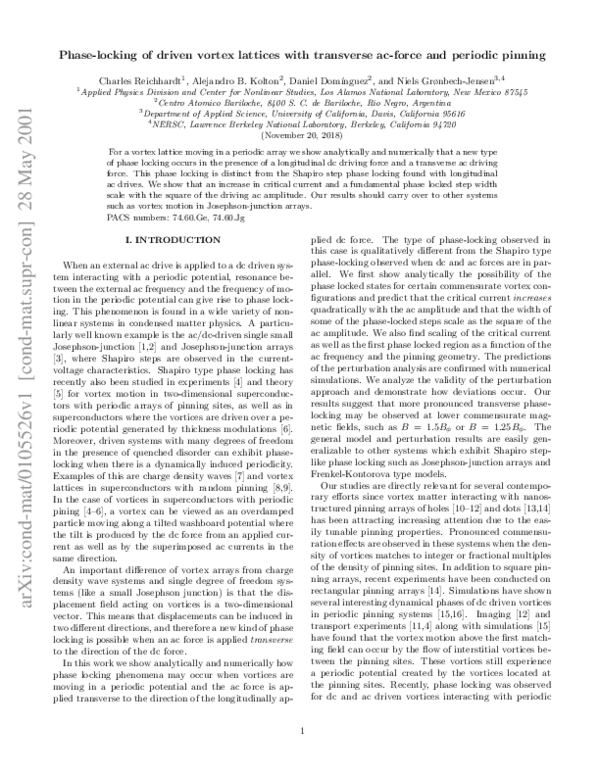 (PDF) Phase-locking of driven vortex lattices with transverse ac force ...