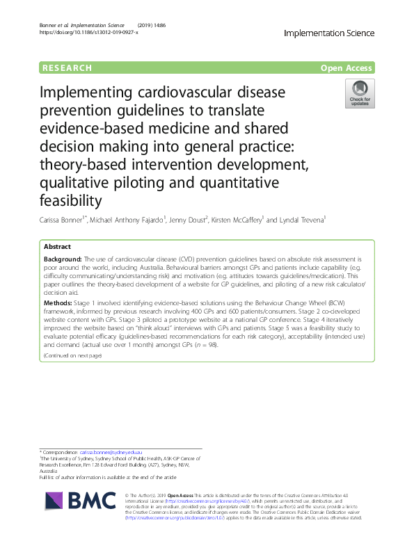 (PDF) Implementing cardiovascular disease prevention guidelines to ...