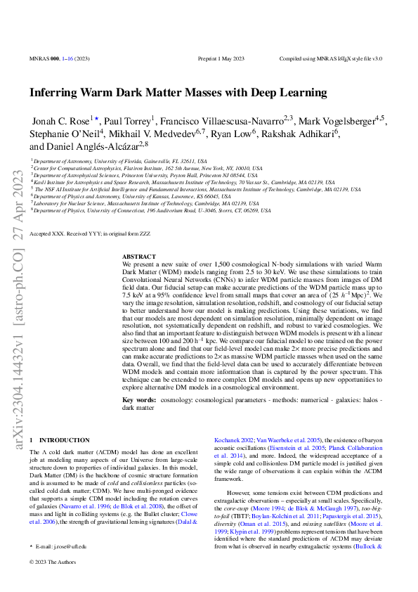 (PDF) Inferring Warm Dark Matter Masses with Deep Learning