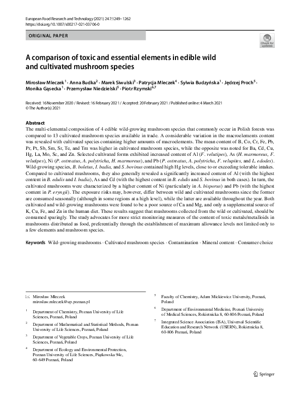 (PDF) A comparison of toxic and essential elements in edible wild and ...