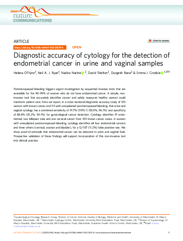 (PDF) Diagnostic accuracy of cytology for the detection of endometrial ...