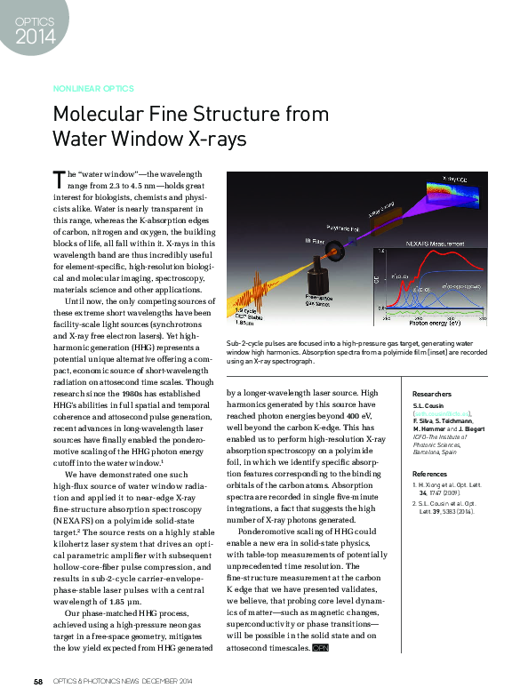 (PDF) Molecular Fine Structure from Water Window X-rays